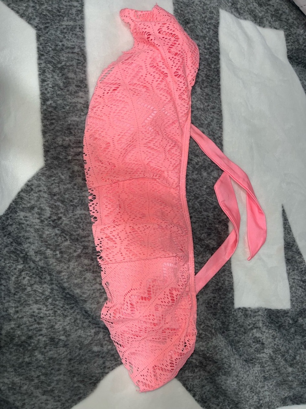 Coral Lace Bandeau Bikini Top